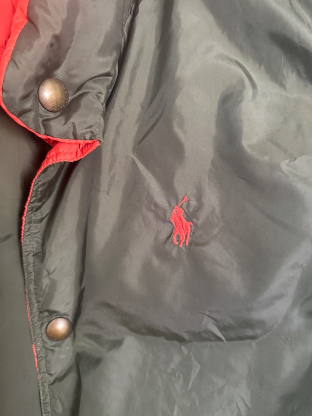 Polo Ralph Lauren Reversible Down Puffer Vest Olive Orange XL - Picture 4 of 6